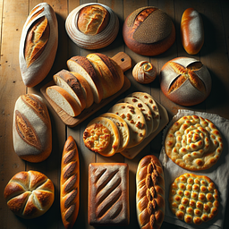 A variety of bread types