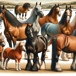 Illustration of different horse breeds