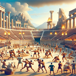 A depiction of the ancient Olympic Games in Greece