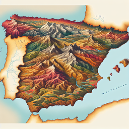 Map of Spain showing its geographical features